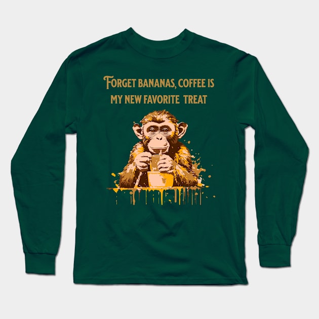 Coffee Monkey Long Sleeve T-Shirt by Mugs and threads by Paul